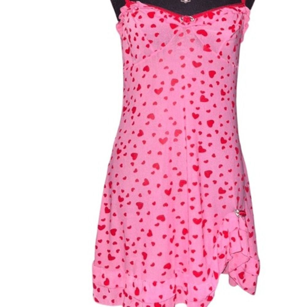 Sugar Thrillz Heart Print Mesh Slip Dress